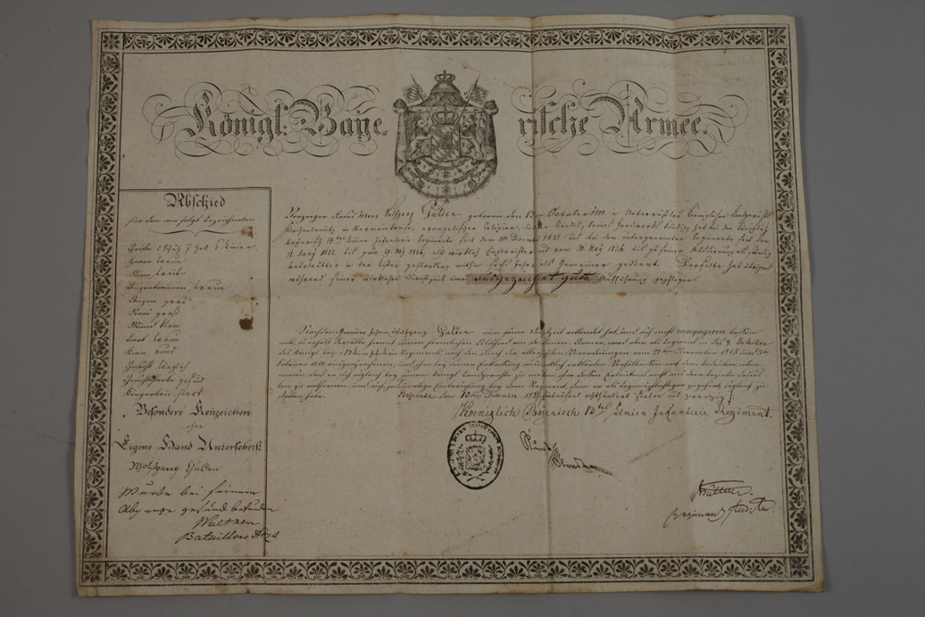 Discharge letter from the Royal Bavarian Army - Image 2 of 8