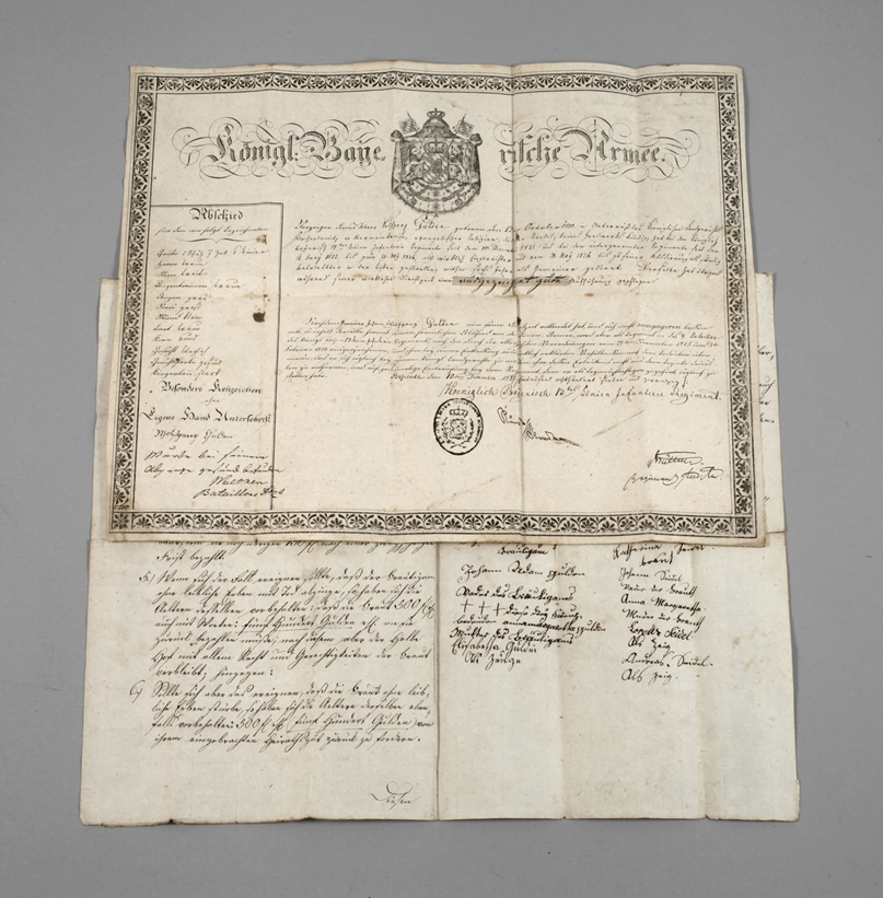 Discharge letter from the Royal Bavarian Army