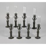 Eight figural champagne flutes