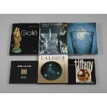 A collection of reference books on glass art