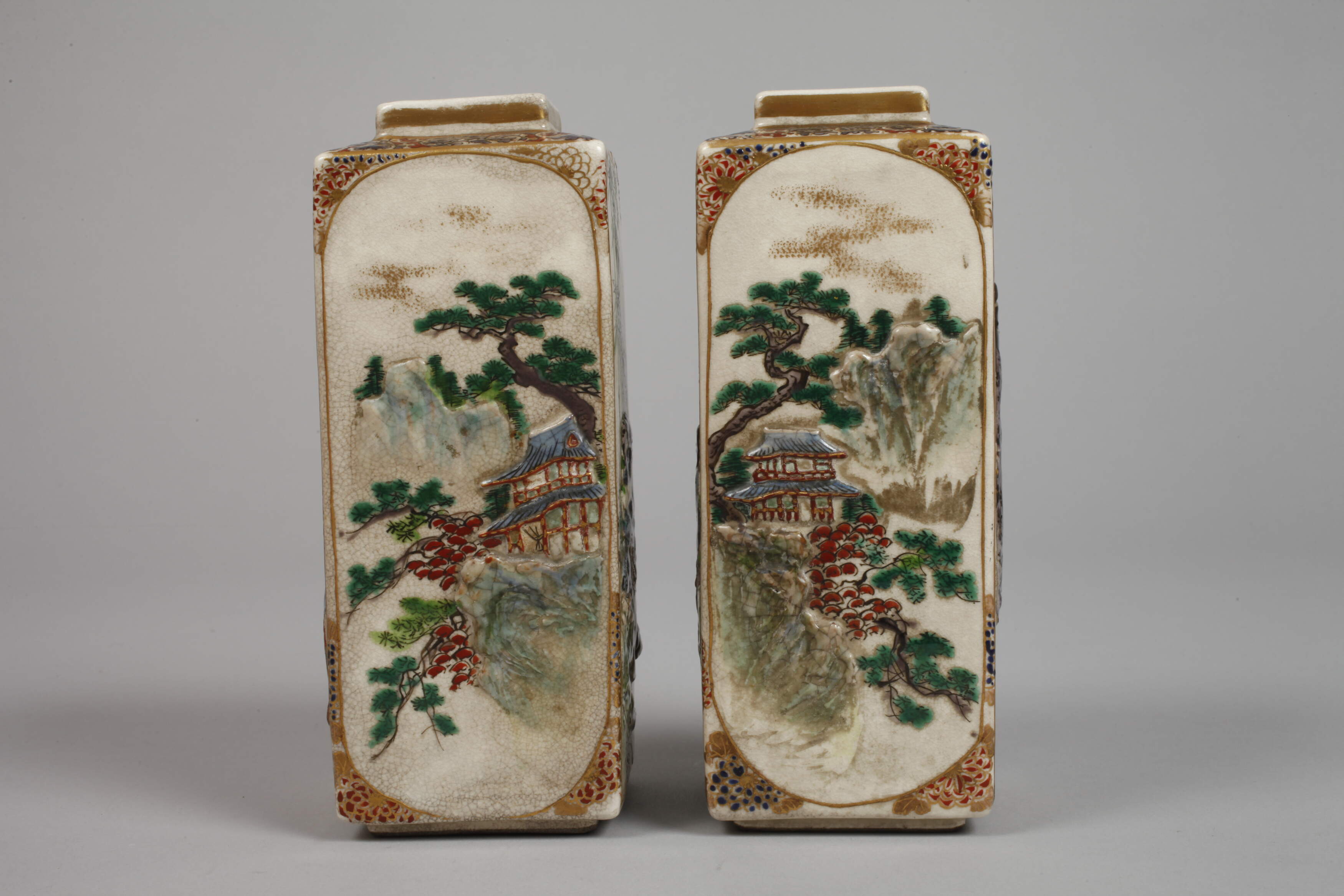 Pair of Satsuma vases - Image 5 of 7