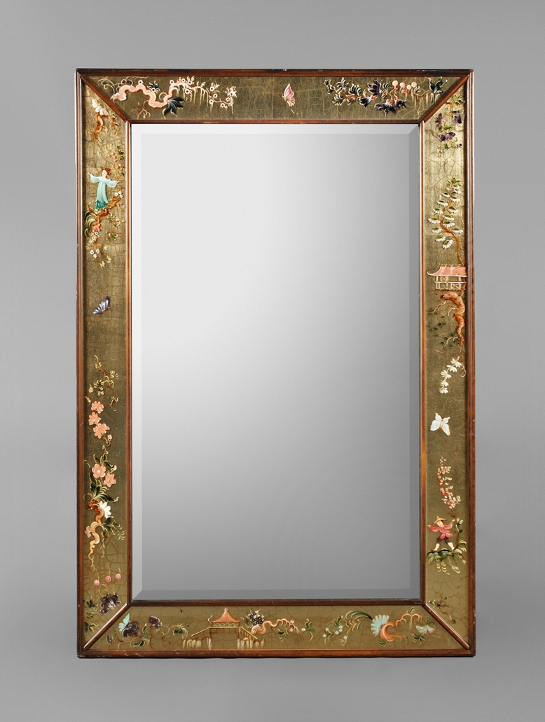 Wall mirror with chinoiserie
