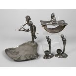 Four pieces of figural pewter