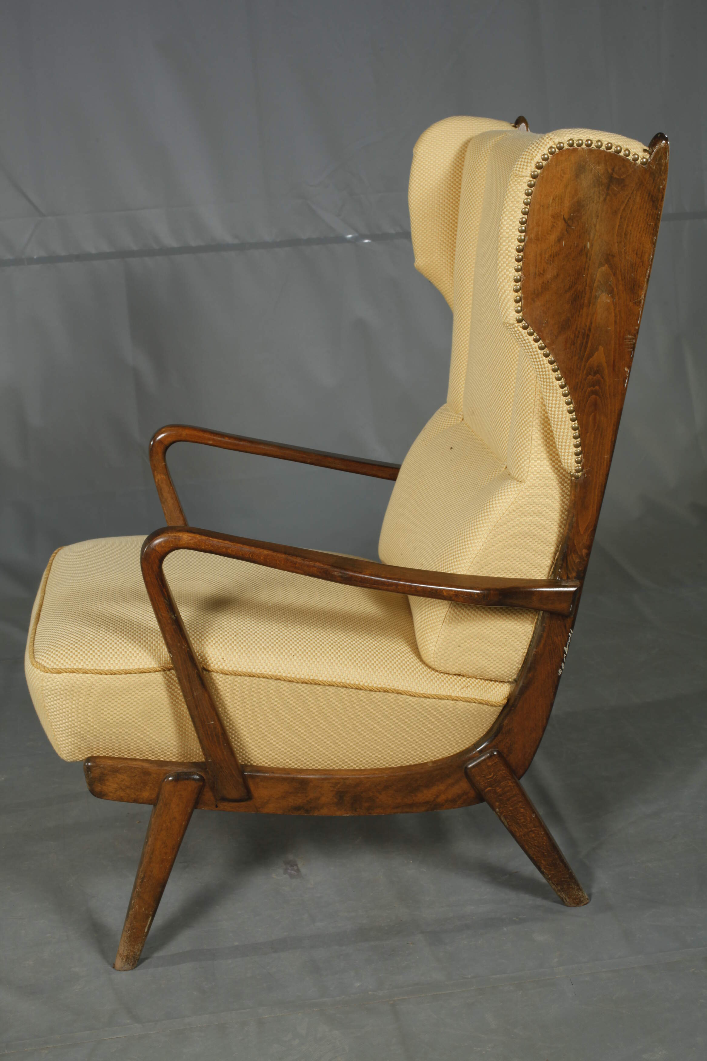 Eared back armchair with ottoman - Image 6 of 7