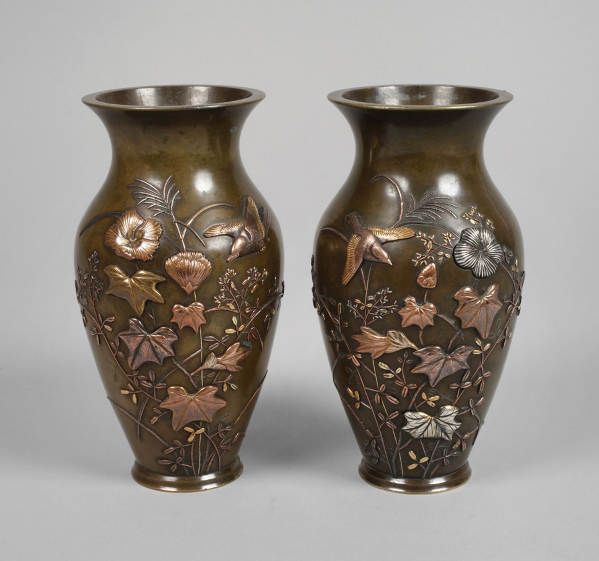 Pair of bronze vases