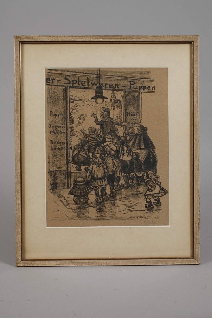 Heinrich Zille, "In front of the Christmas shop" - Image 2 of 3