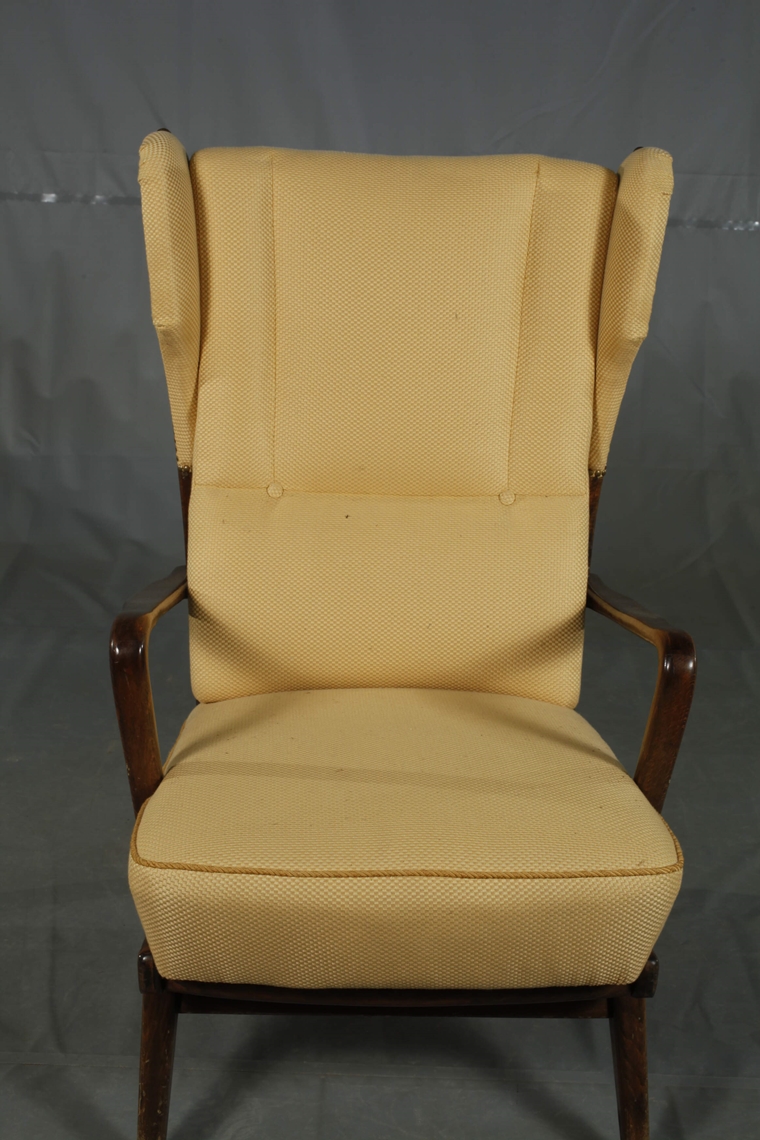 Eared back armchair with ottoman - Image 5 of 7