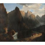 Ad. de Coursy, Mountain Landscape with Torrent