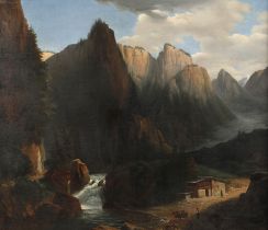 Ad. de Coursy, Mountain Landscape with Torrent