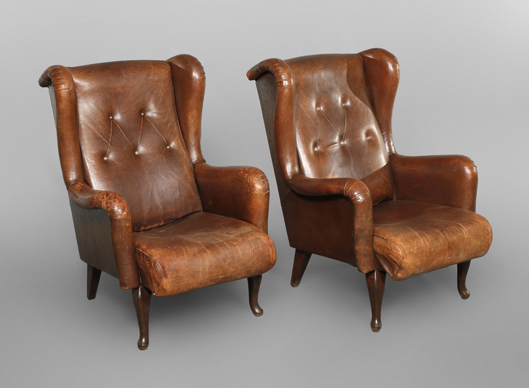 Pair of leather armchairs