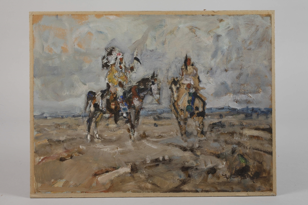 Prof. h.c. Julius Seyler, Indigenous people on horseback in the prairie - Image 2 of 6