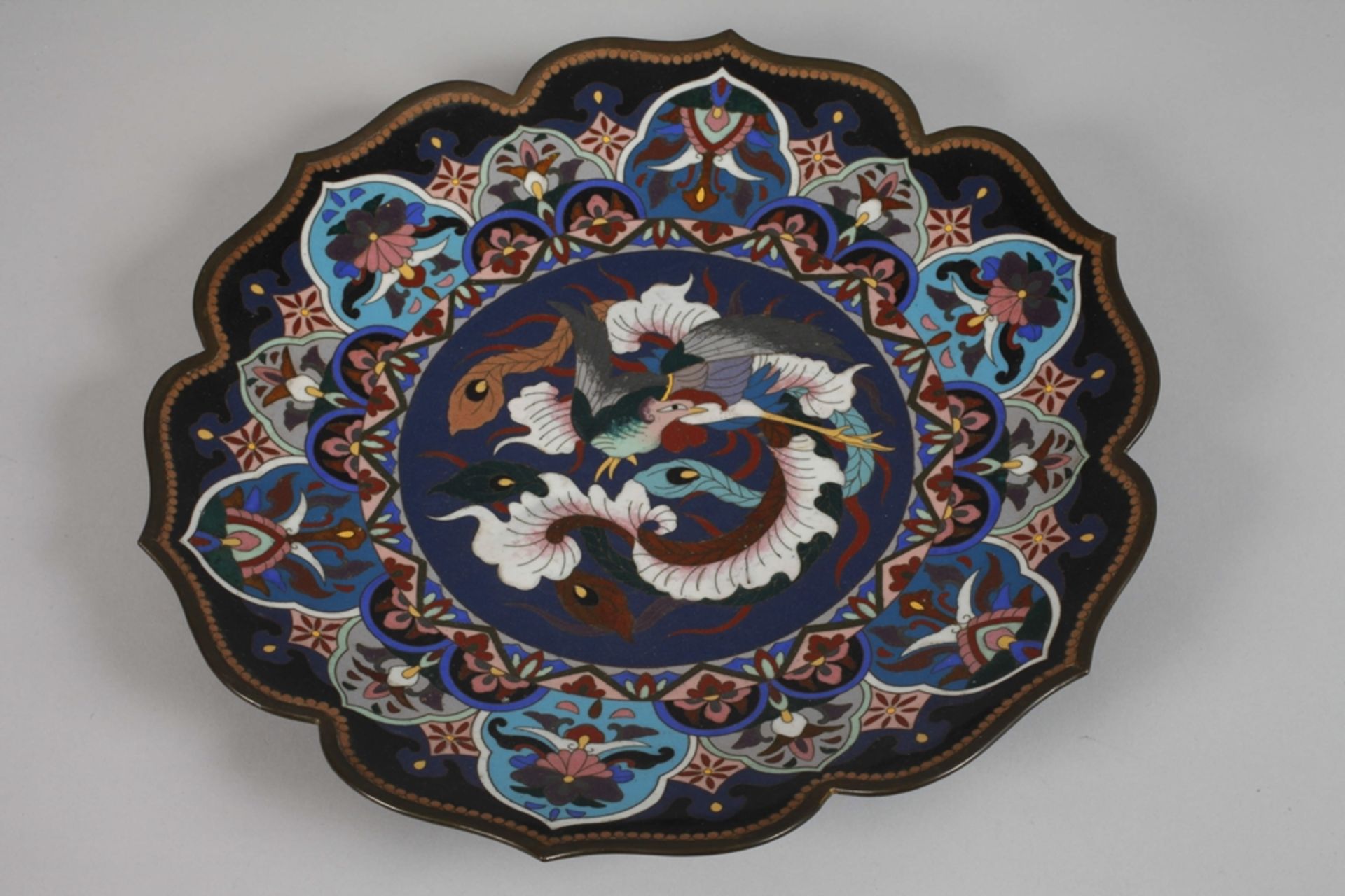 Pair of cloisonné wall plates - Image 2 of 4