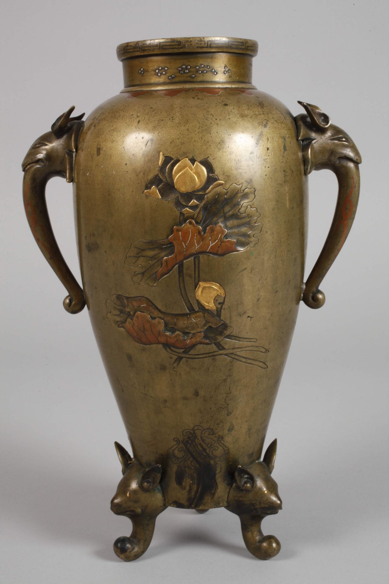 Bronze vase Japan - Image 4 of 8