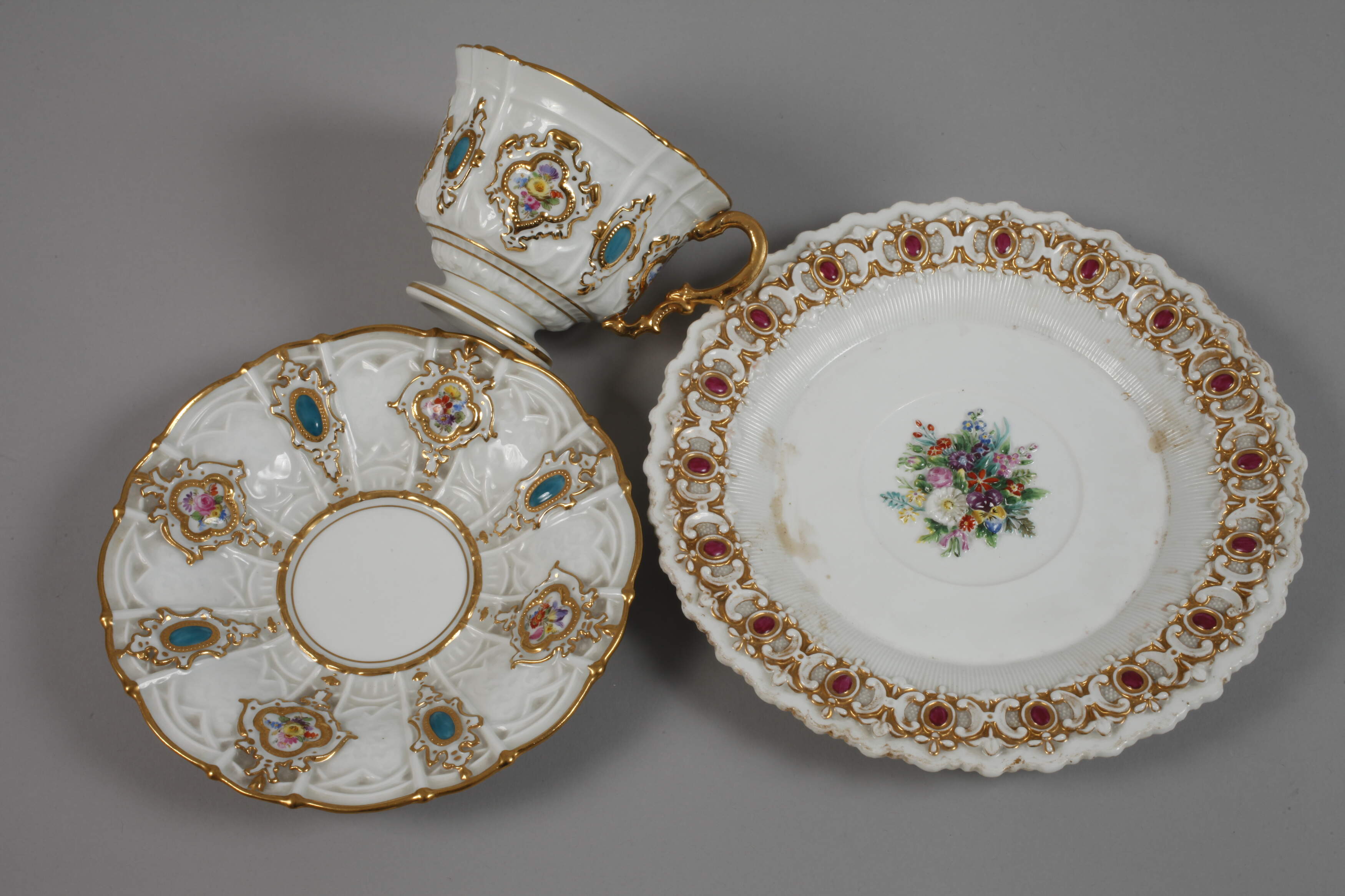 Meissen "Pressed Glass Pattern" cup and plate, - Image 2 of 6