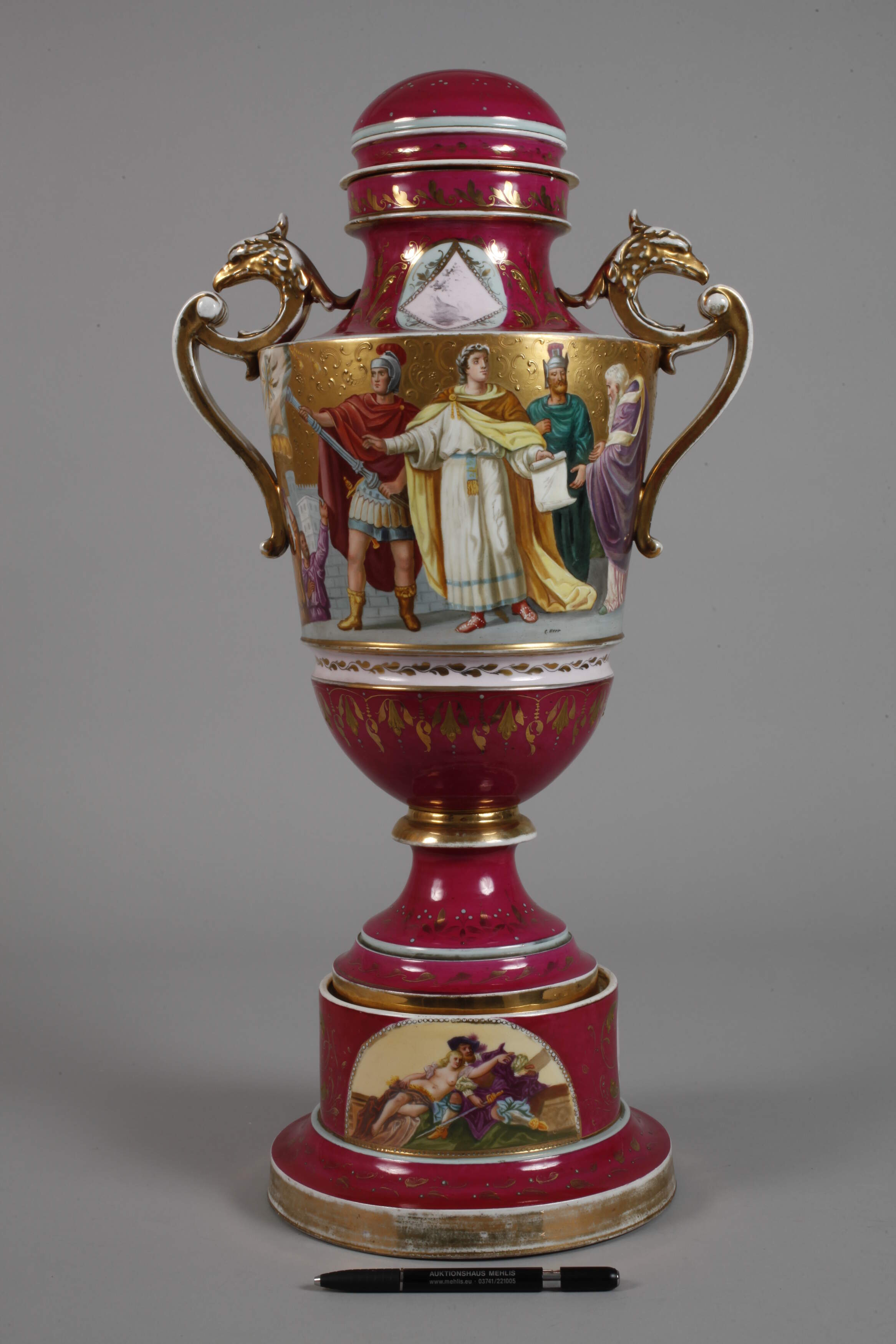 Bohemian ceremonial vase with pedestal in the old Viennese style - Image 2 of 9