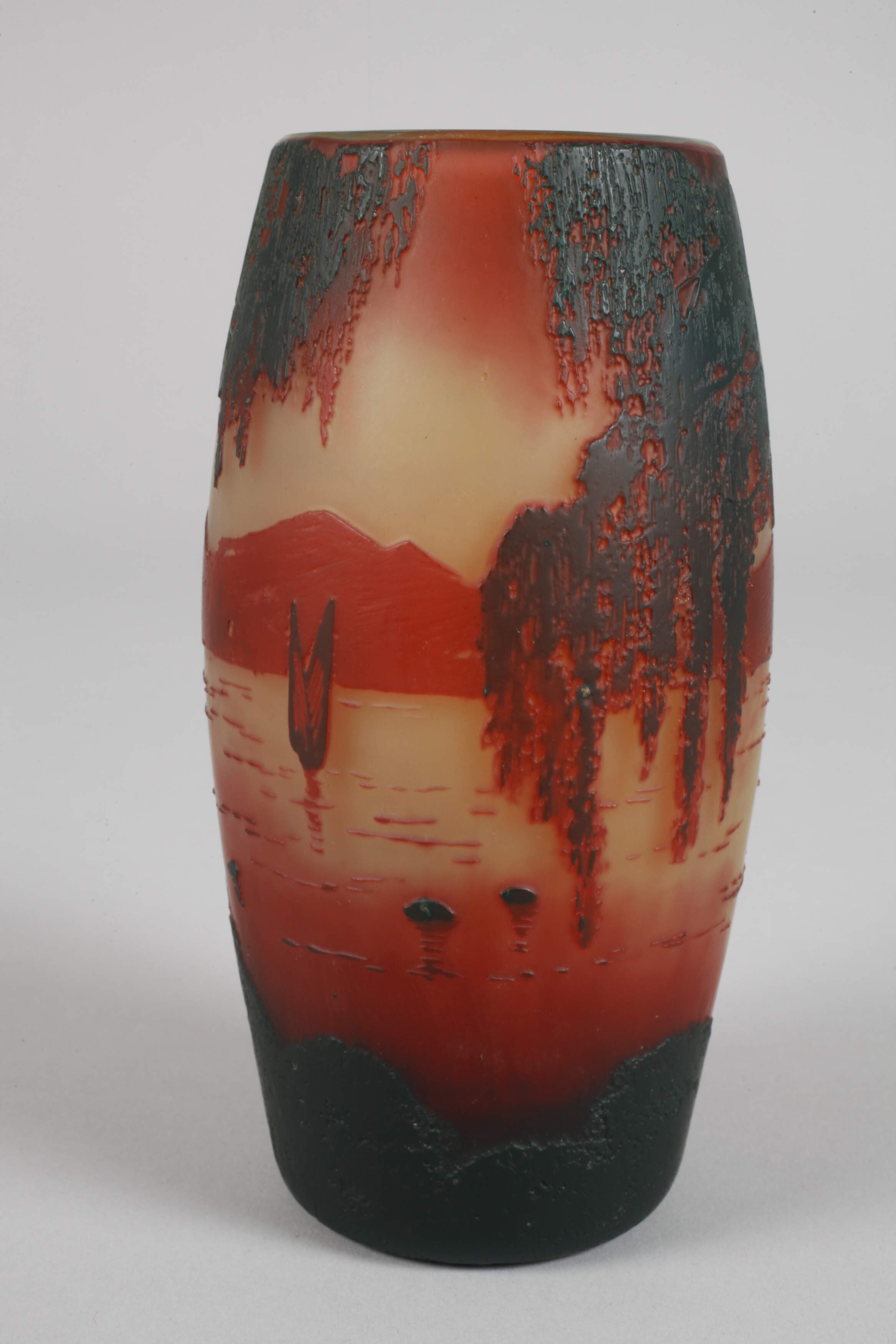 French etched glass vase with sailing boat - Image 3 of 5