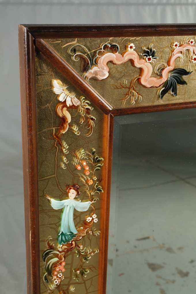 Wall mirror with chinoiserie - Image 2 of 4