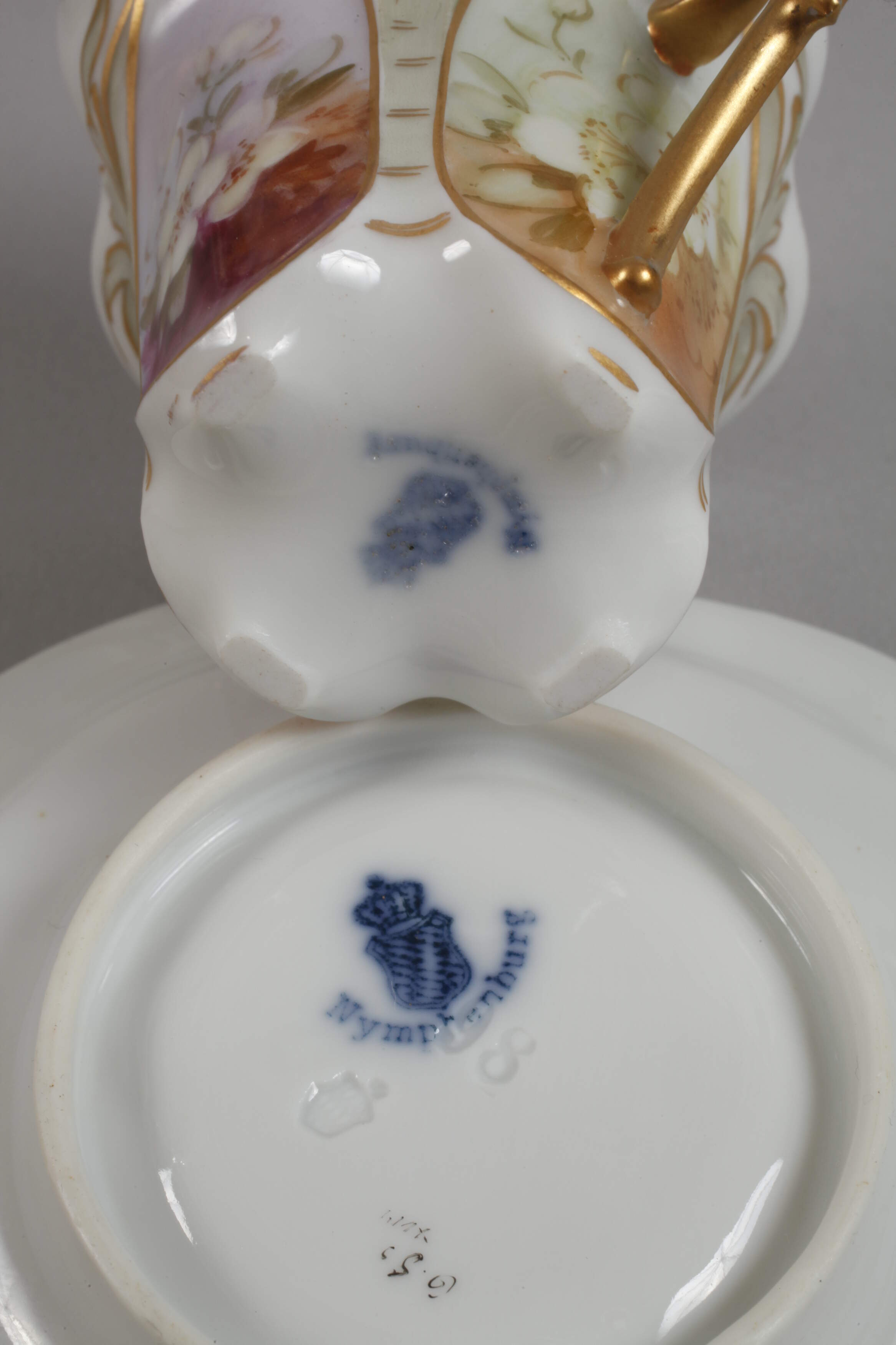 Nymphenburg four demitasse cups soft painting - Image 3 of 3