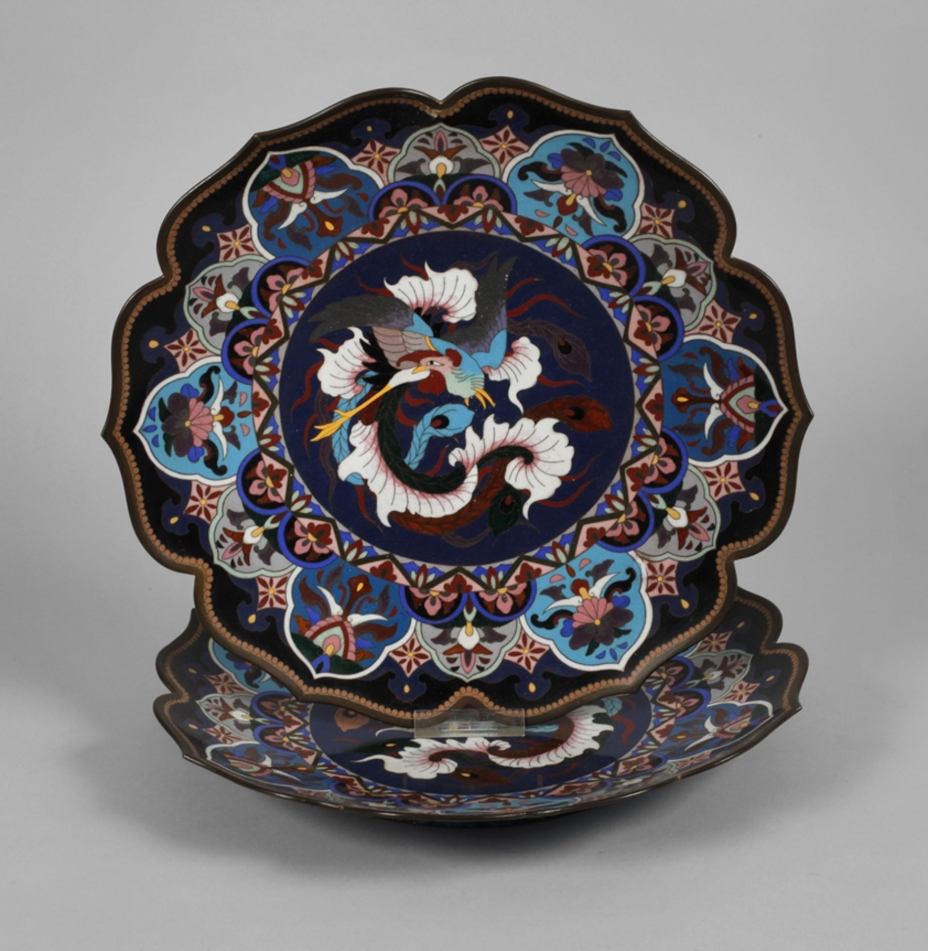 Pair of cloisonné wall plates