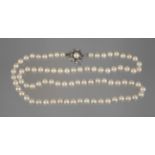 Long pearl necklace with clasp