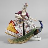 Volkstedt crinoline lady with peacock