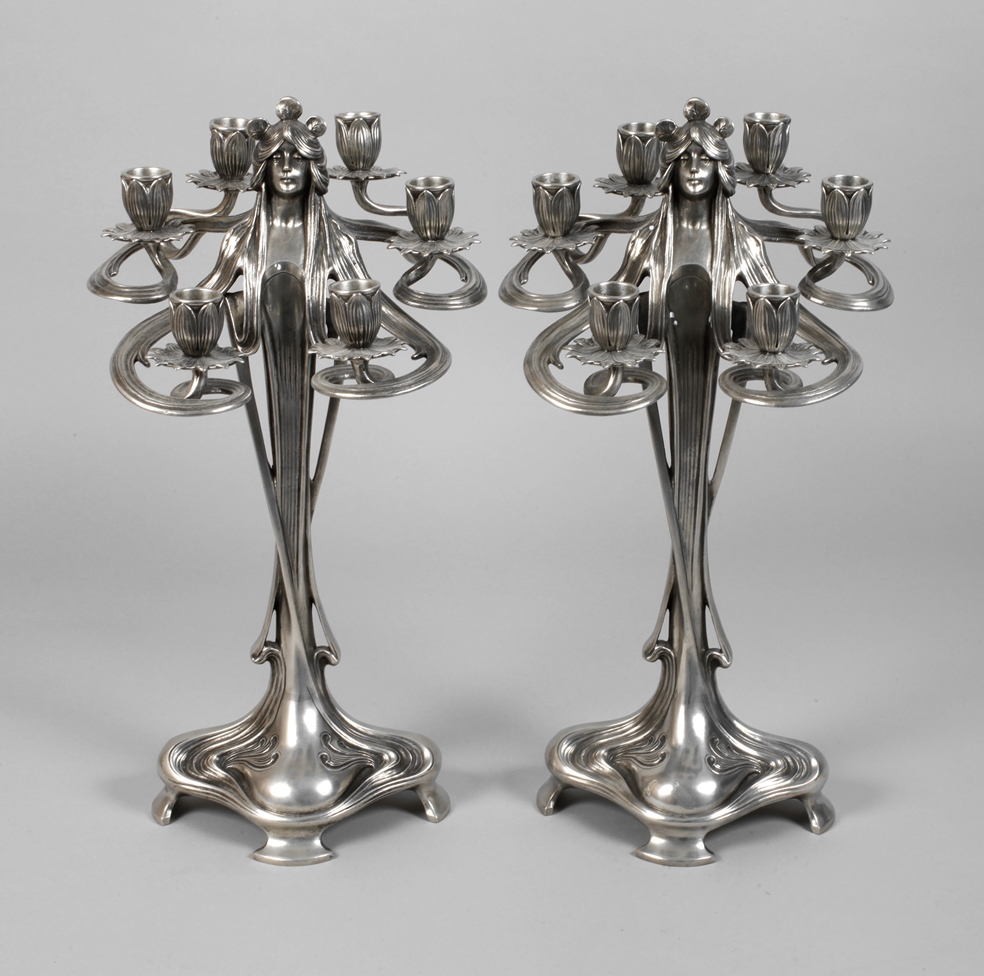 Pair of large figural candlesticks