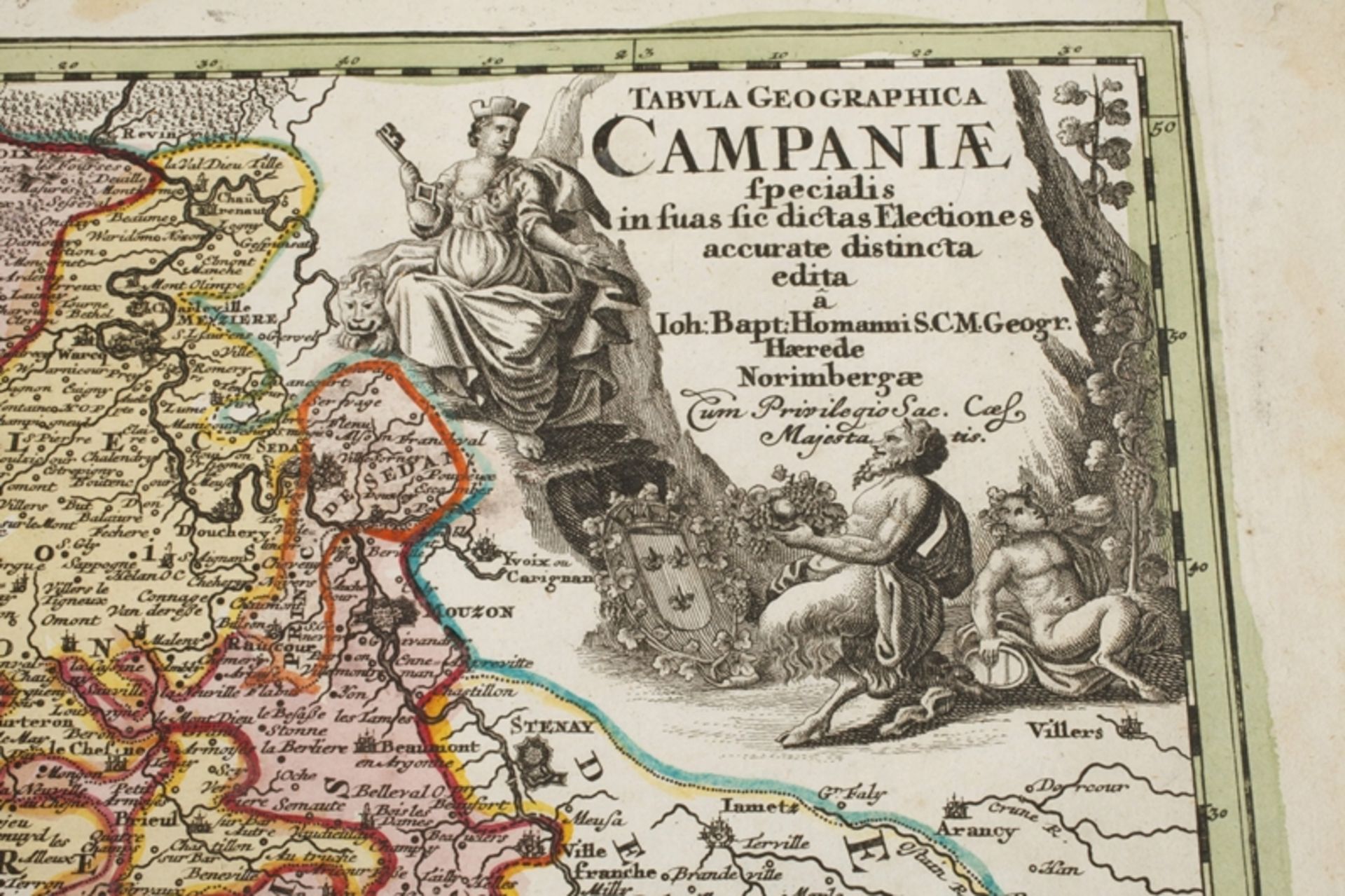 Johann Baptist Homann, copper engraving map of Champagne - Image 2 of 4