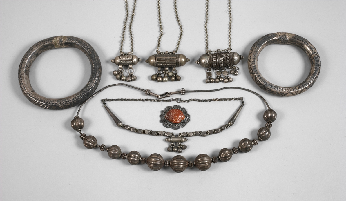 A collection of folklore jewellery, silver