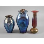 Three studio glass vases
