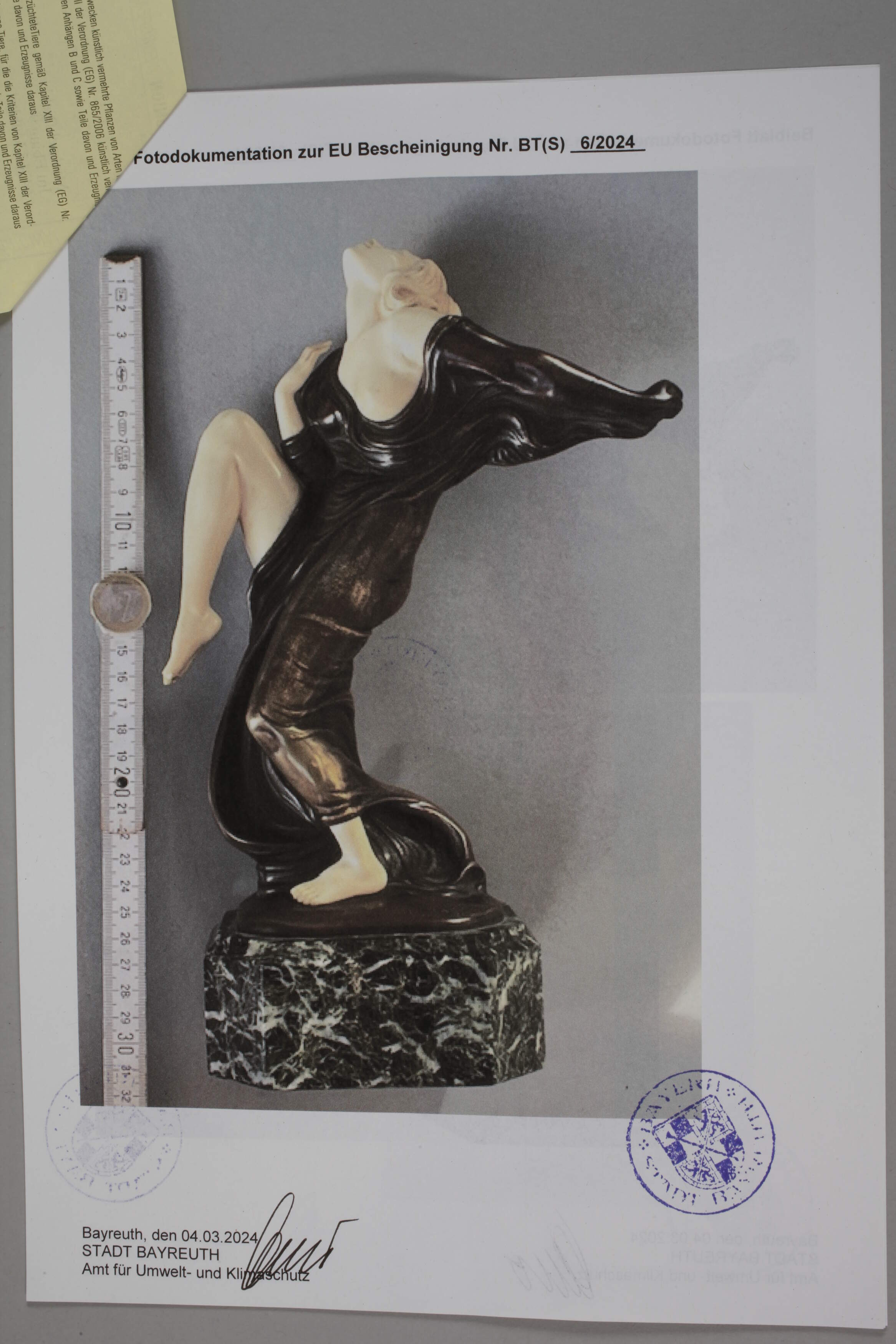 Ernst Seger, Chryselephant Dancer + papers in an expertise folder - Image 10 of 10