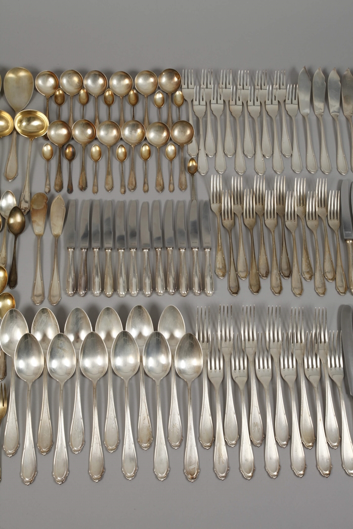 Large silver cutlery set - Image 3 of 6