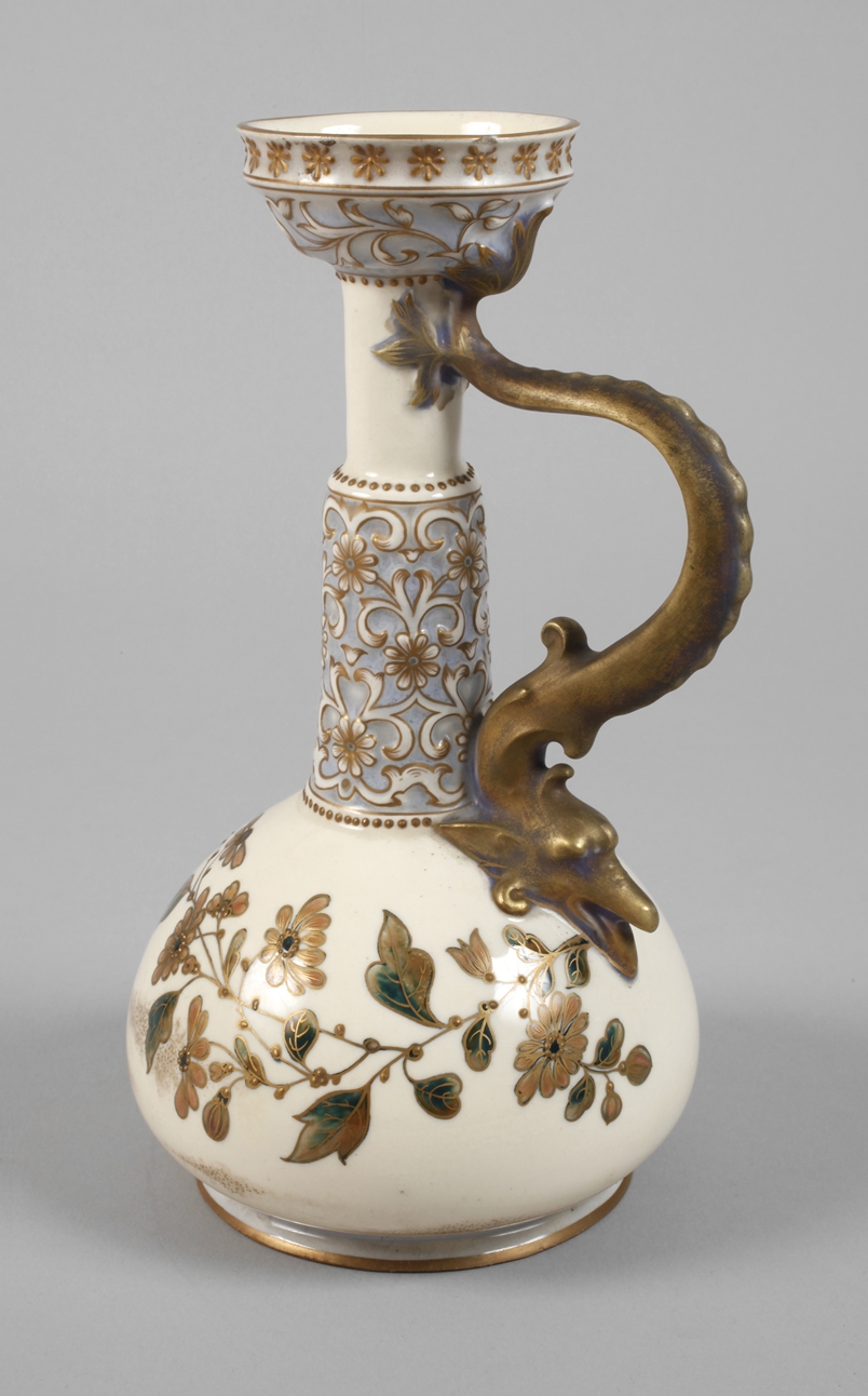 Zsolnay Pecs Hungary vase with dragon