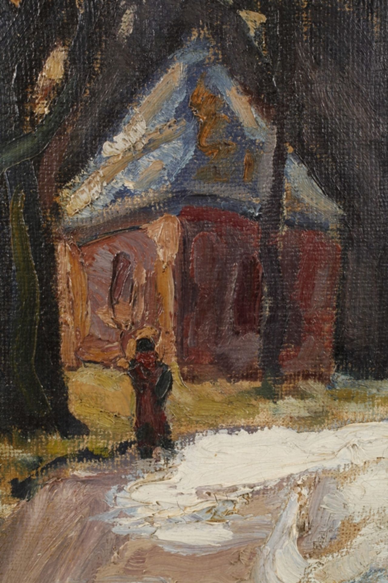 Expressionist, Winterliche Allee mit Kapelle - Bild 3 aus 4