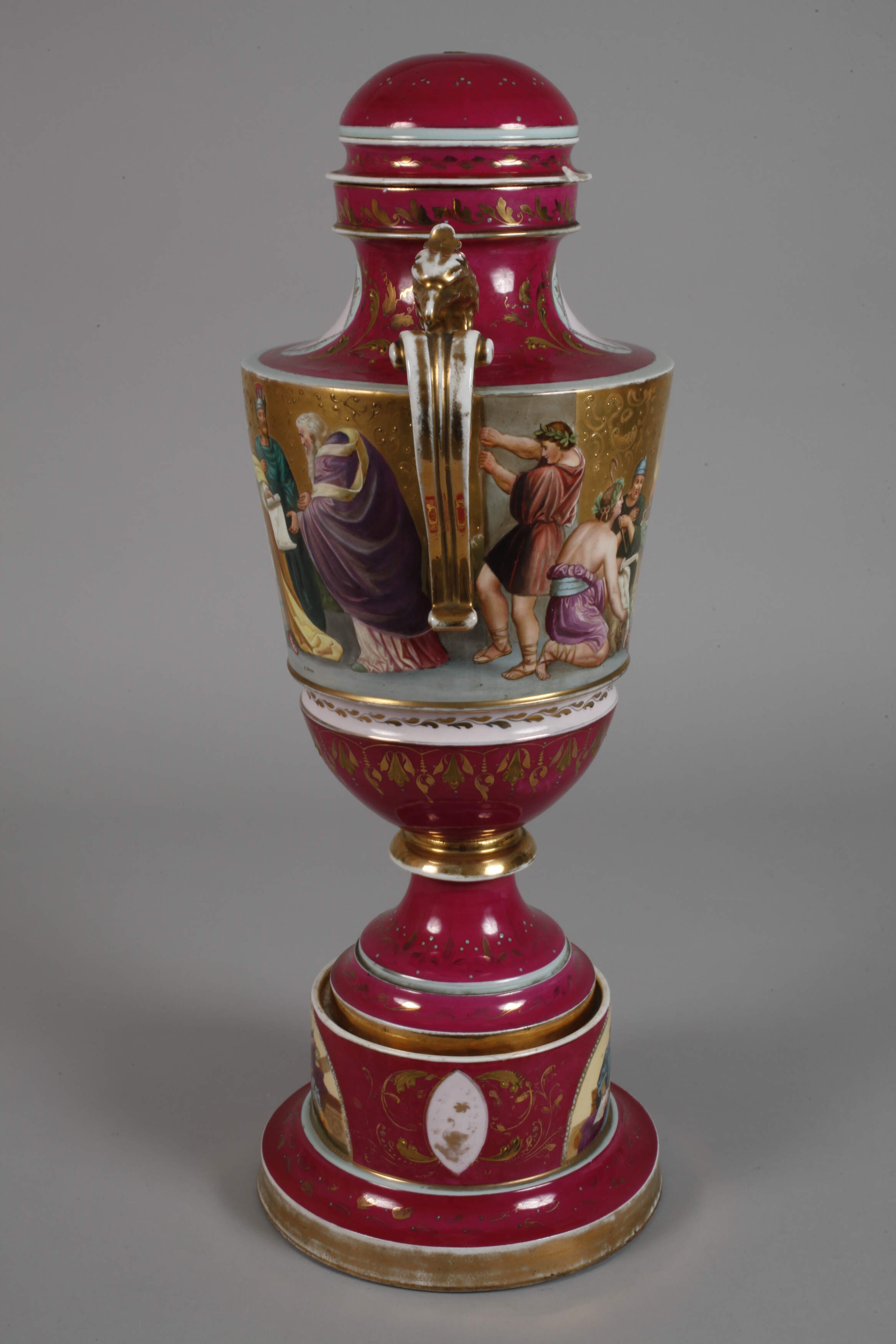 Bohemian ceremonial vase with pedestal in the old Viennese style - Image 3 of 9