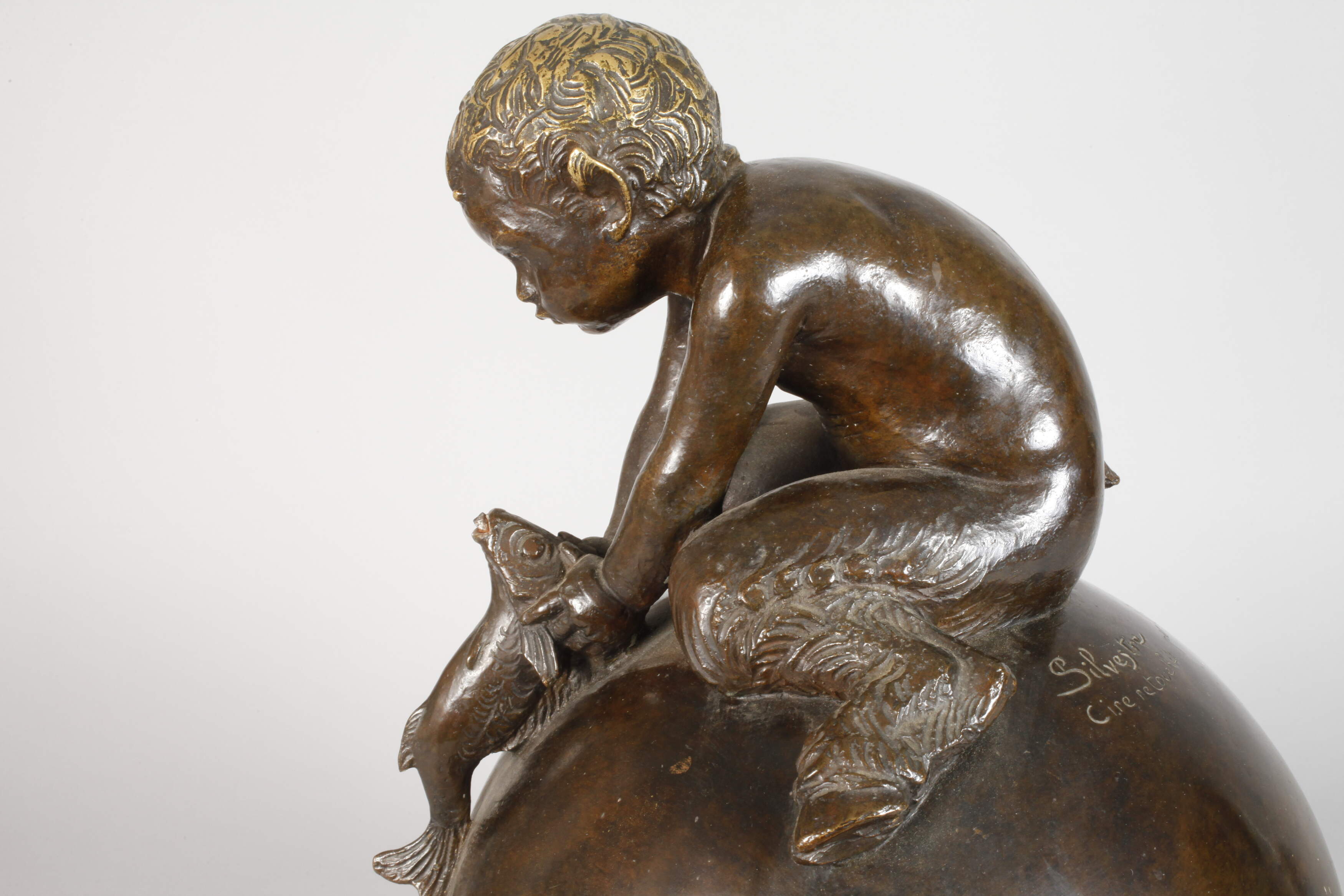 Paul Silvestre, large fountain figure with faun - Image 3 of 7