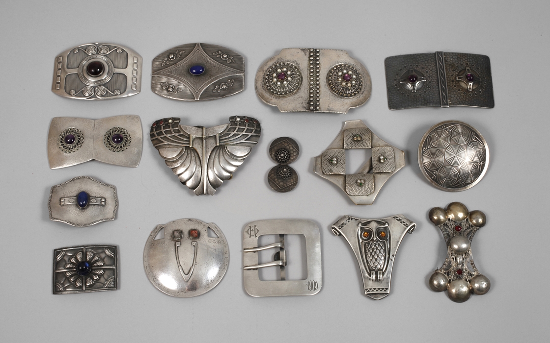 A collection of belt buckles