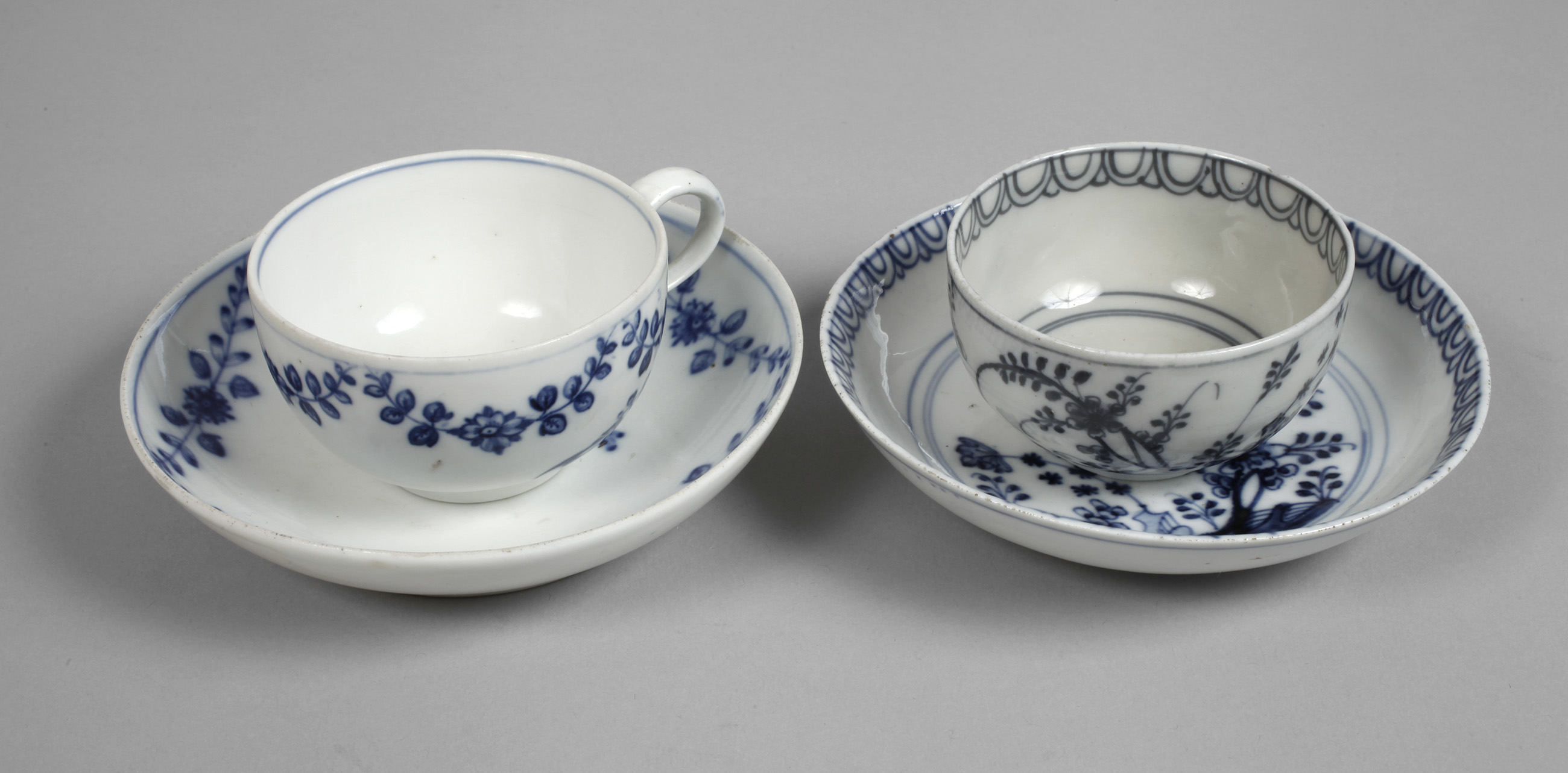 Meissen two cups with saucers blue painting