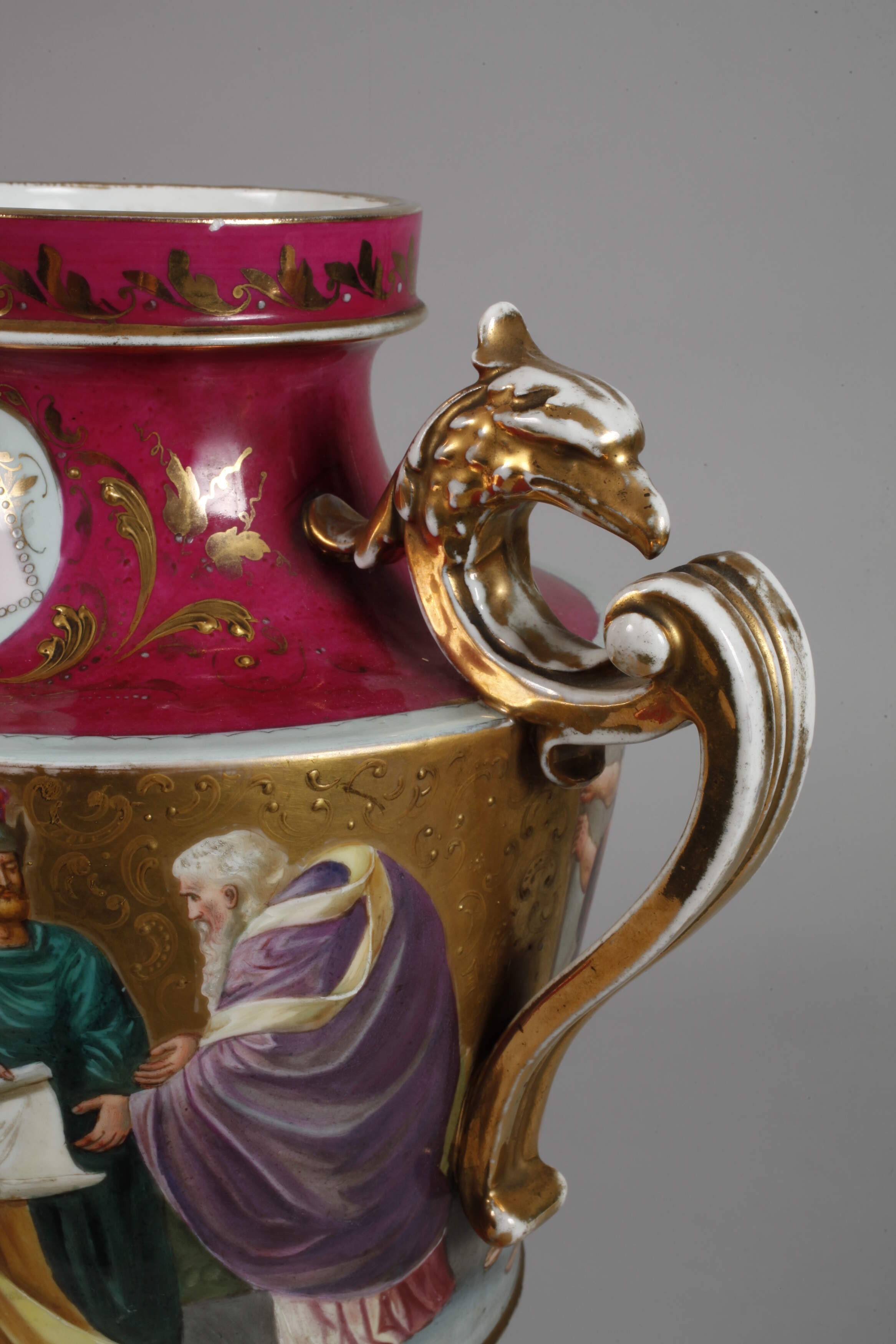 Bohemian ceremonial vase with pedestal in the old Viennese style - Image 9 of 9