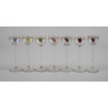 Seven Art Nouveau liqueur glasses