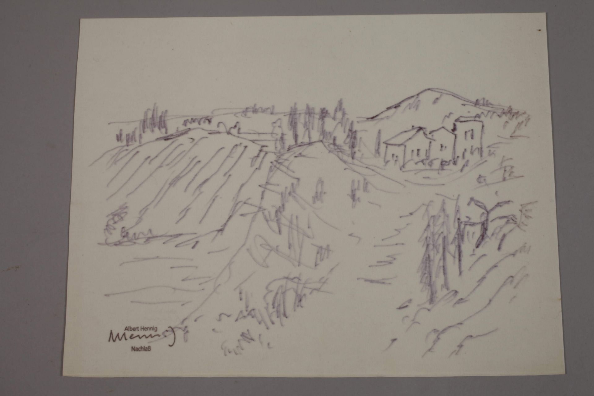 Albert Hennig, Häuser in bergiger Landschaft  - Bild 2 aus 4