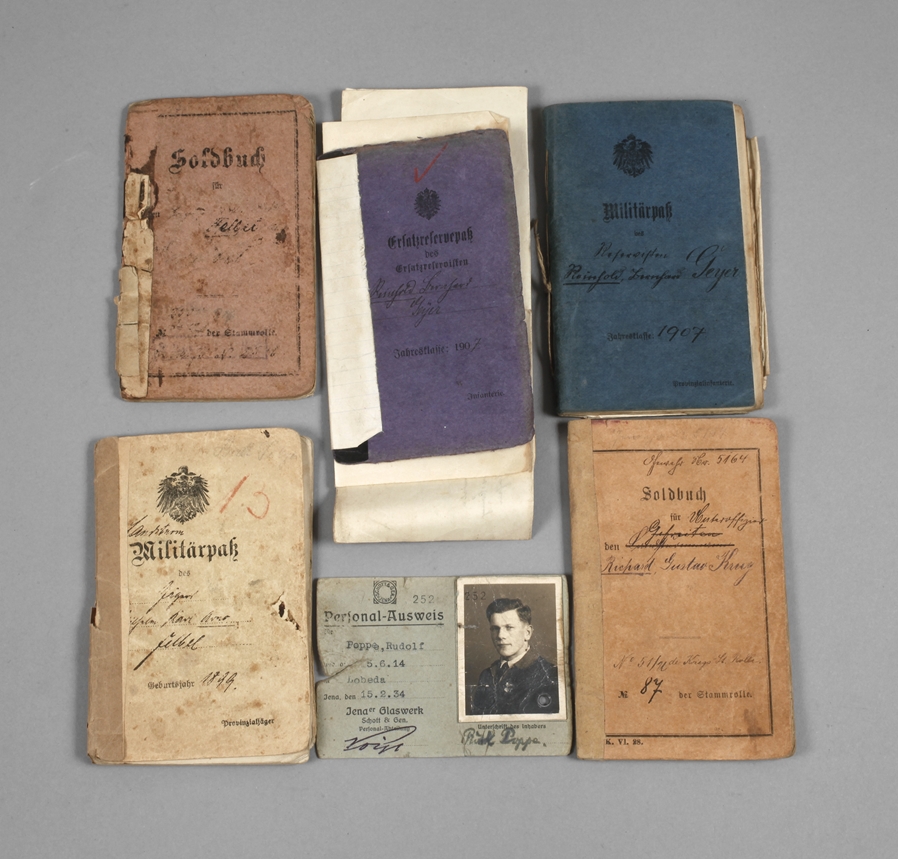 Military passports and pay books 1st World War