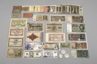 Convolute of old banknotes and silver medals