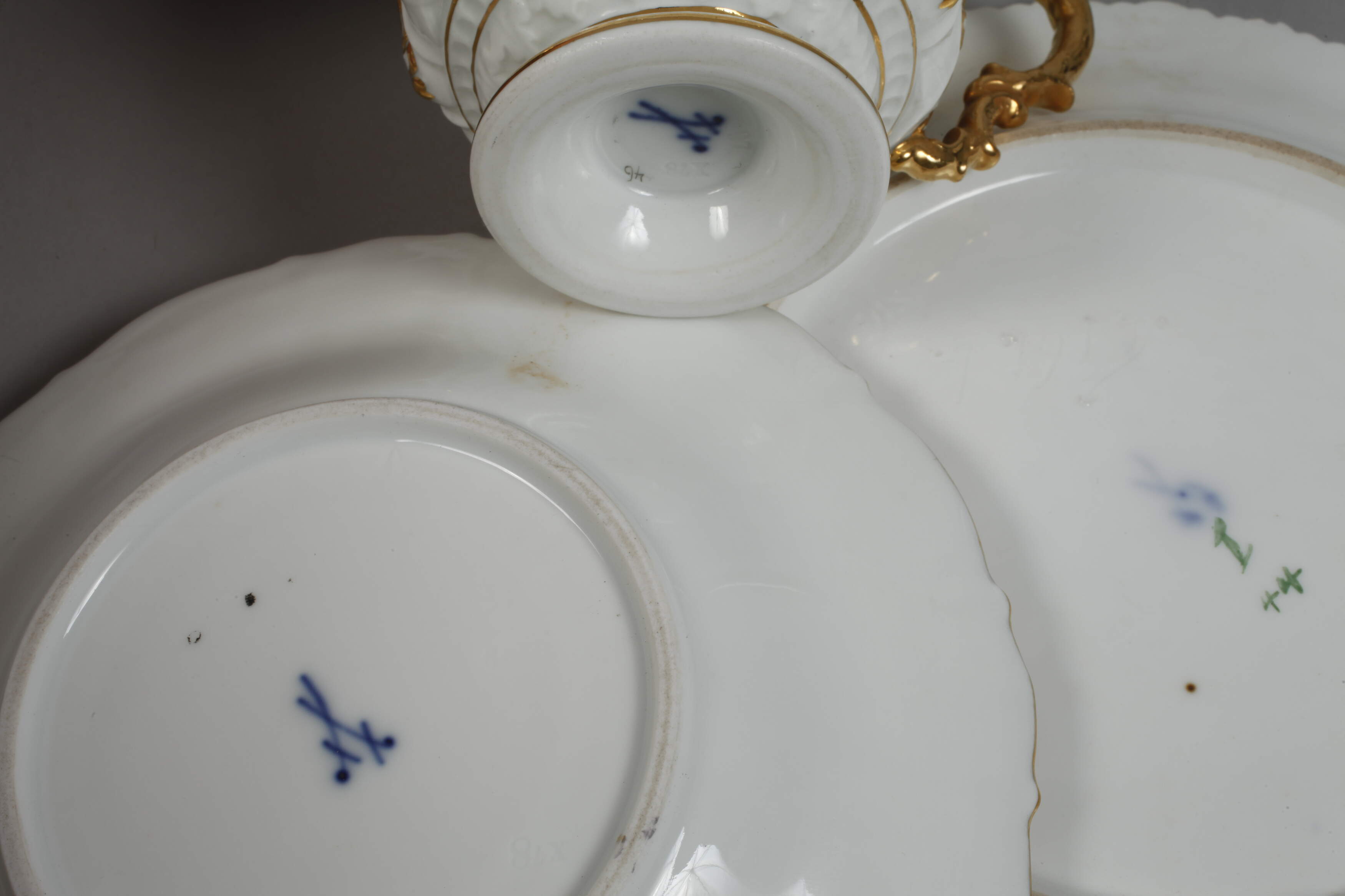Meissen "Pressed Glass Pattern" cup and plate, - Image 3 of 6