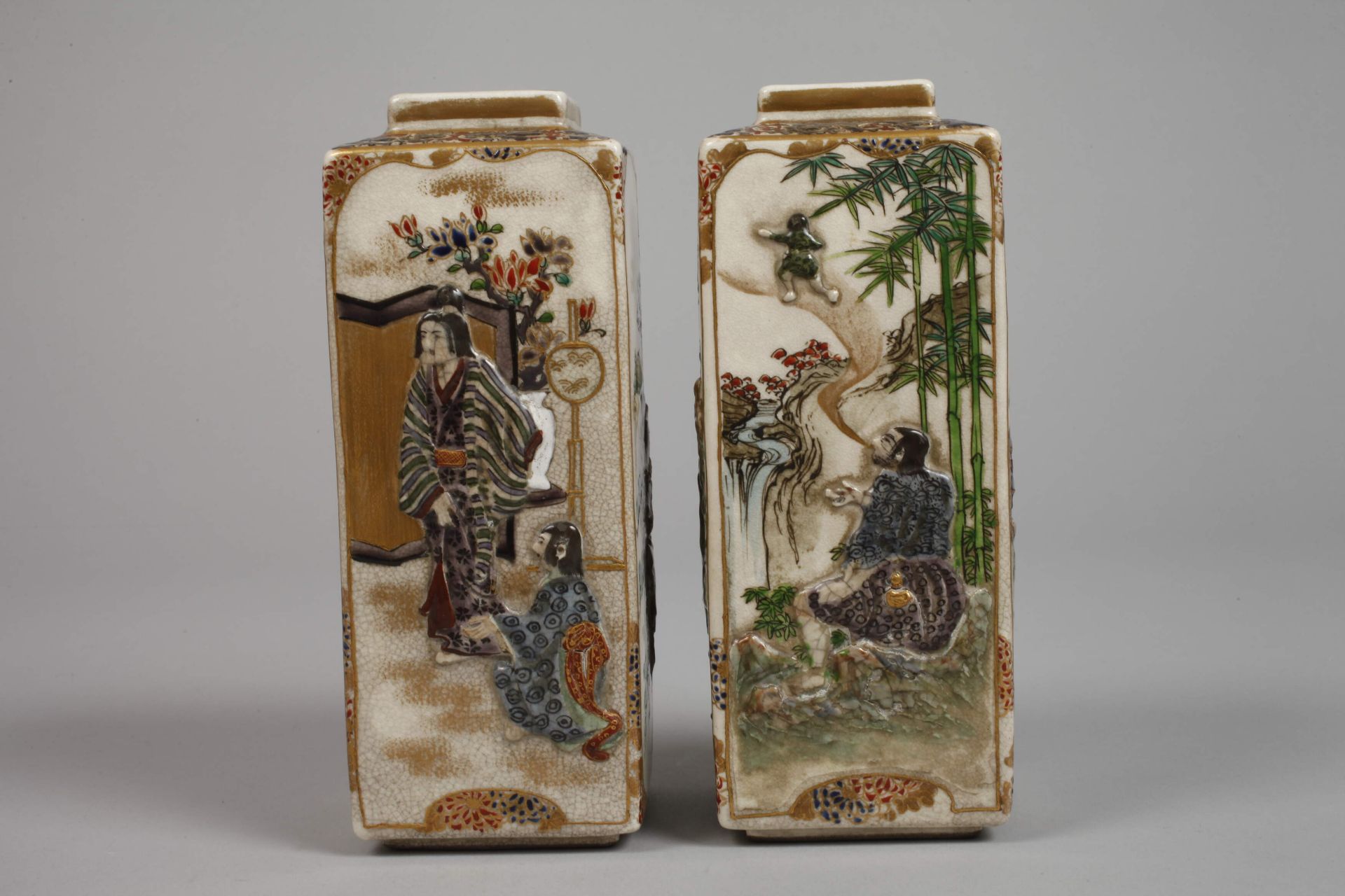 Pair of Satsuma vases - Image 4 of 7