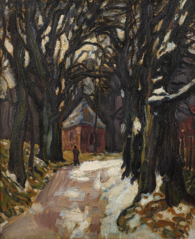 Expressionist, Winter Avenue with Chapel