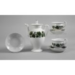 Meissen mocha pot and pair of cups with vine leaf decoration