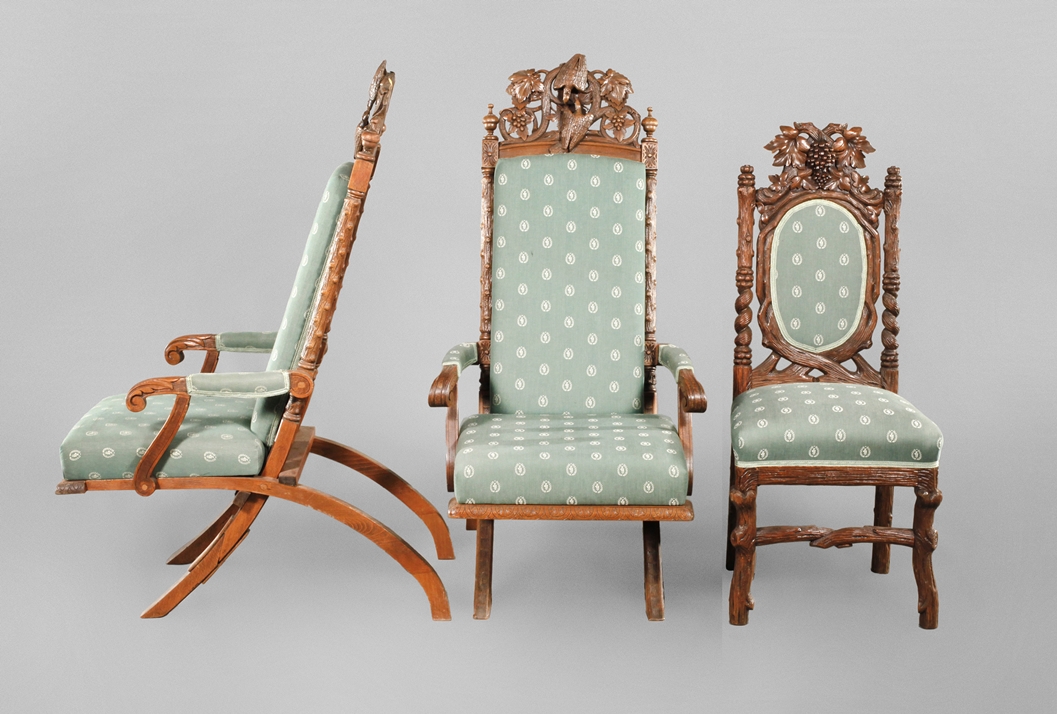 Three chairs with wine decor