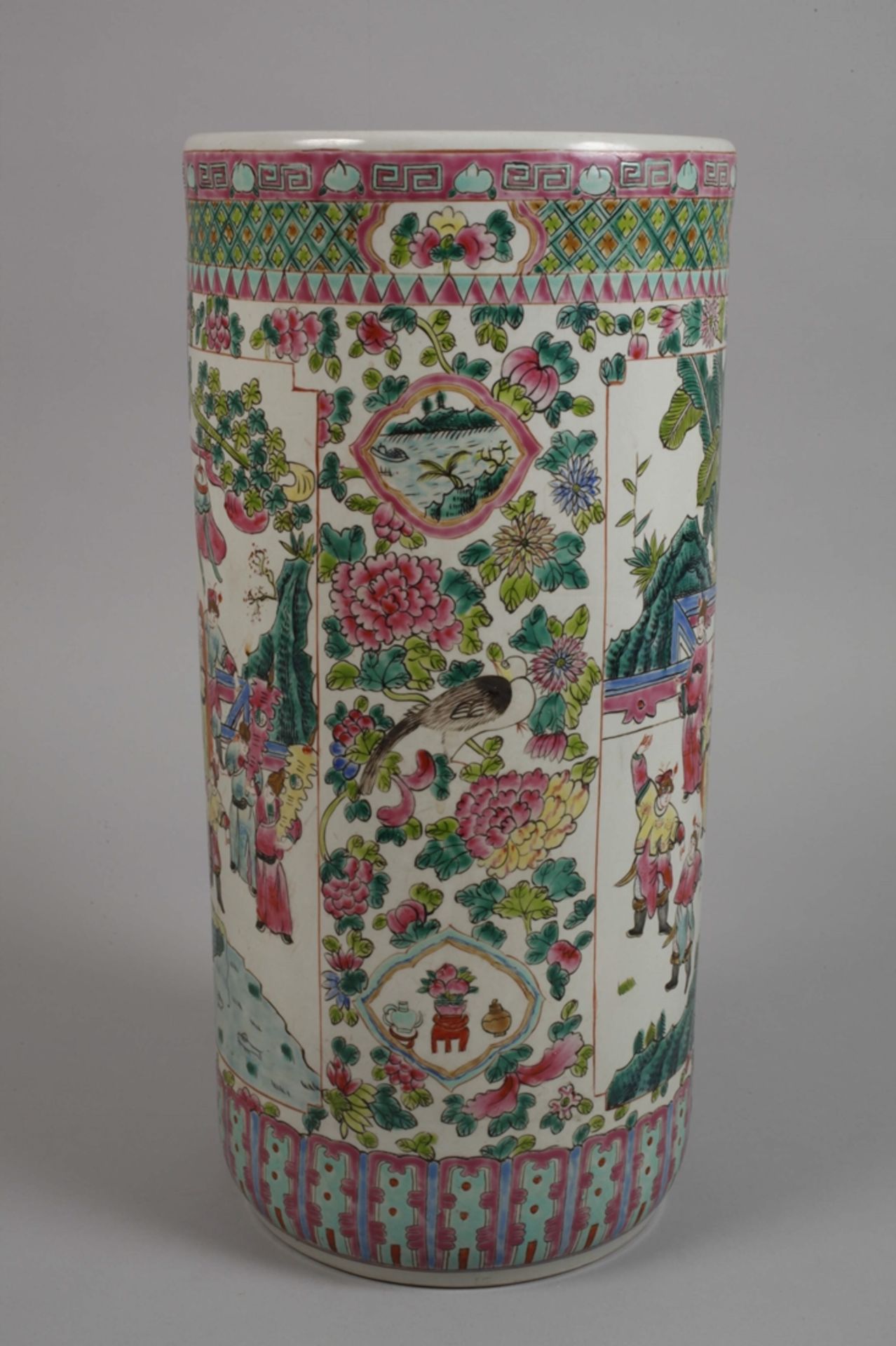 Famille rose floor vase - Image 2 of 4