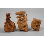 A collection of figural carvings