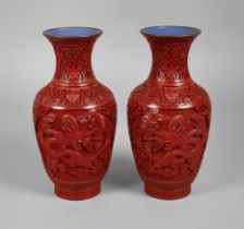 Paar Vasen Lackschnitzerei